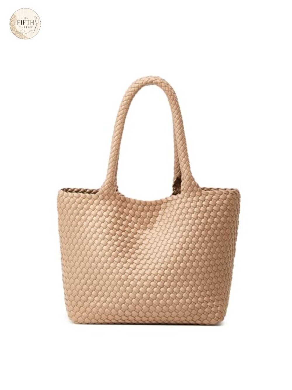 Woven Vegan Leather Tote Bag with Detachable Clutch